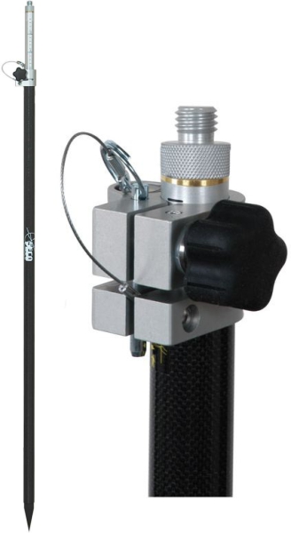 Tyčka pro TS, karbon/kovová, teleskopická, 2.6 m, s libelou, šroub, SECO