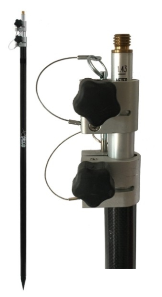 Tyčka pro GPS, karbon/kovová, teleskopická, 3.57 m, s libelou, šroub, SECO