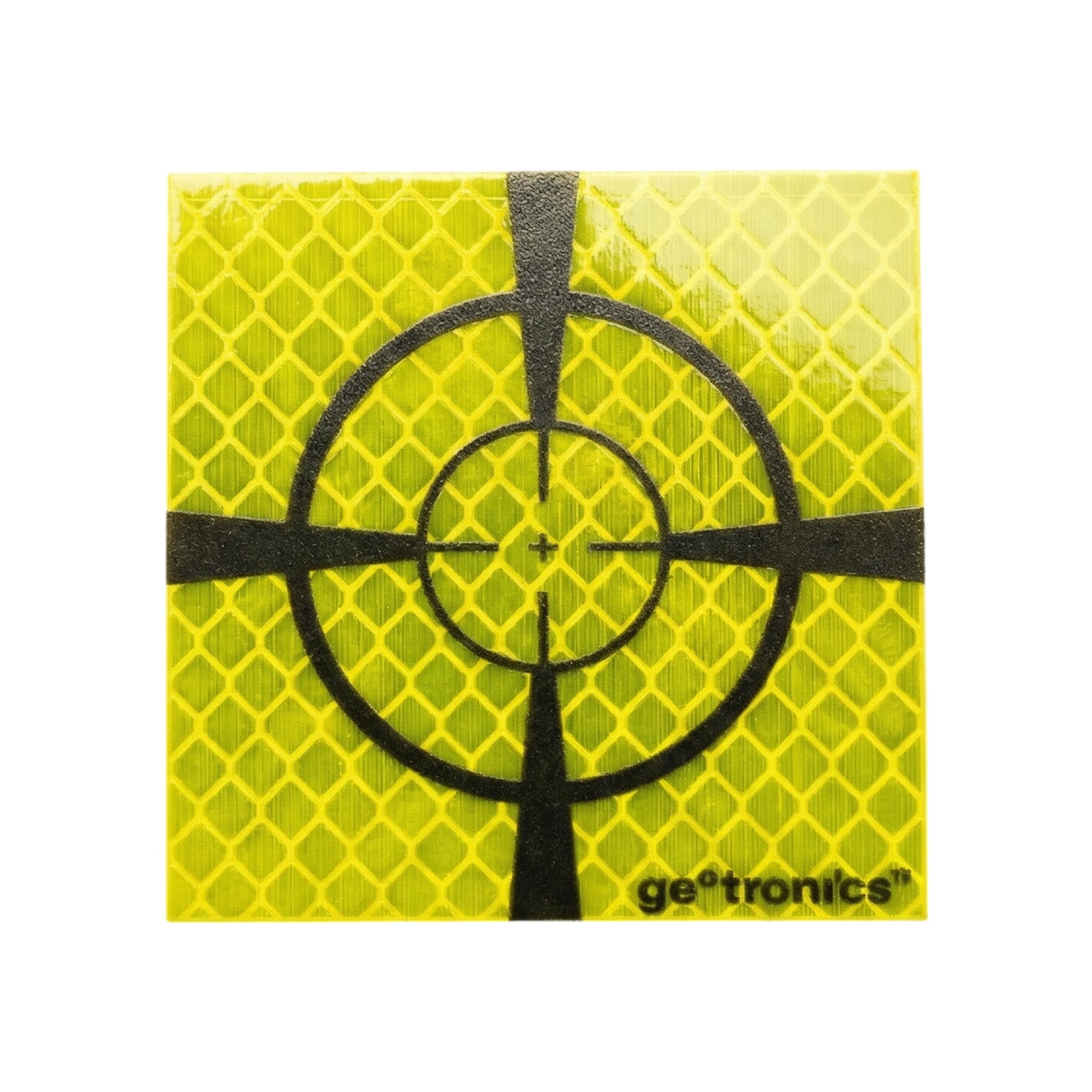 Odrazný štítek žlutý/fluo se zvýrazněným záměrným křížkem, 8x8 cm, sada 10 ks