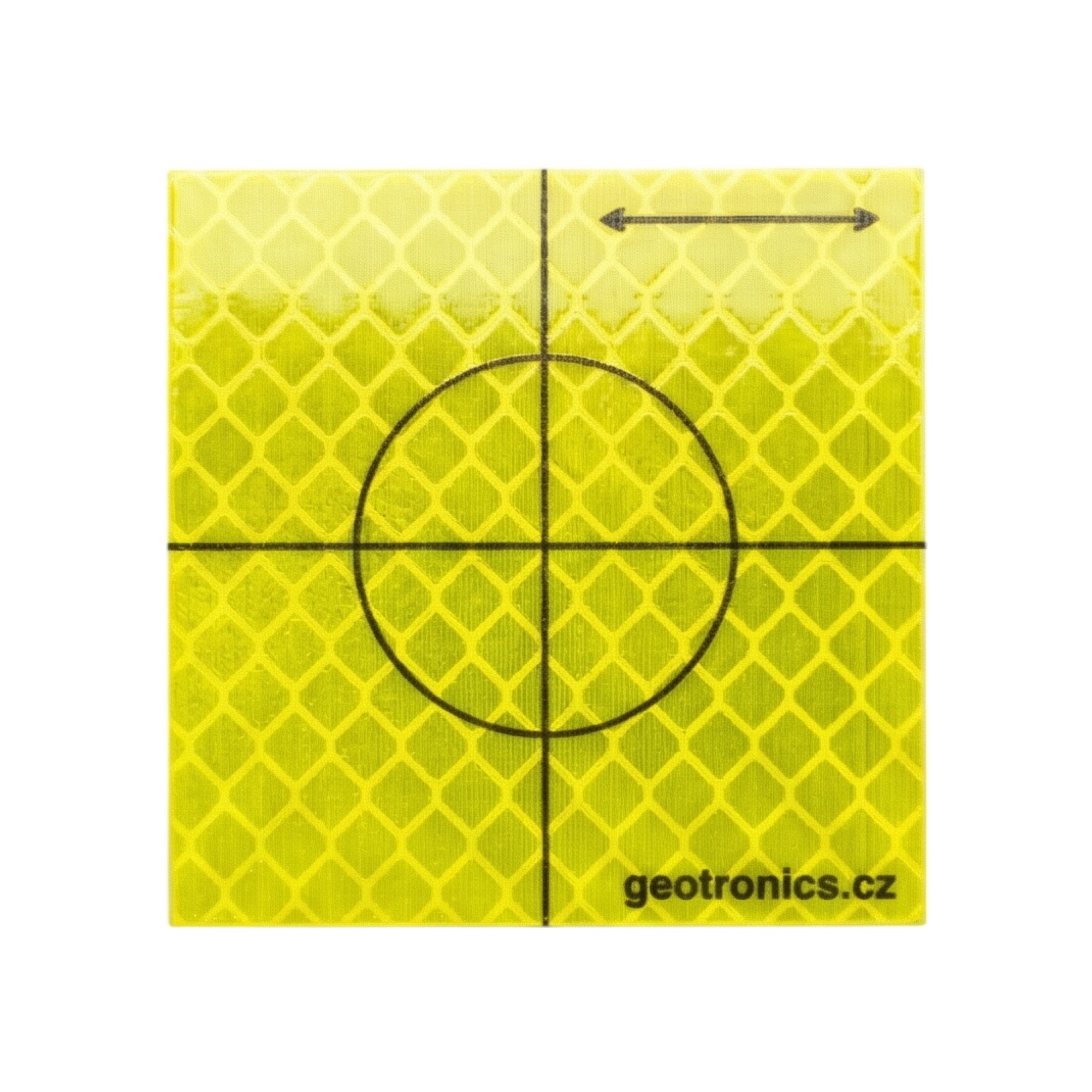 Odrazný štítek žlutý/fluo se standardním záměrným křížkem, 5x5 cm, sada 10 ks
