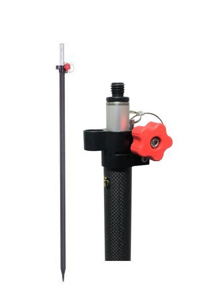 Tyčka karbon/kovová, teleskopická s adapt. pro hranol, 2.6 m, s libelou, NESTLE