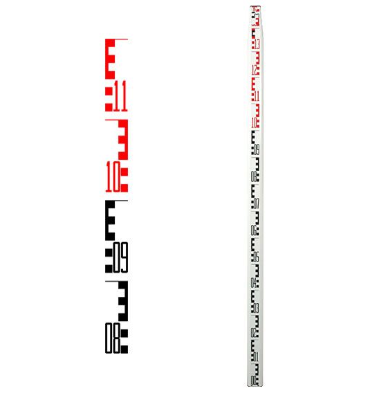 Lať nivelační, sklolaminátová, teleskopická, 7,6 m, 