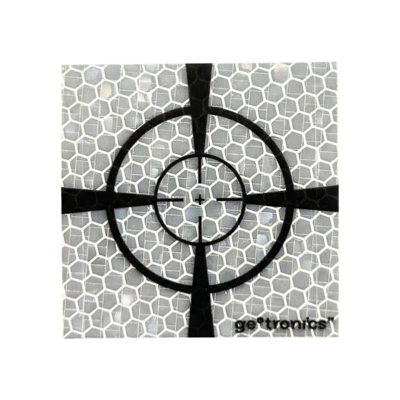 Odrazný štítek bílý se zvýrazněným záměrným křížkem, 8x8 cm, sada 10 ks