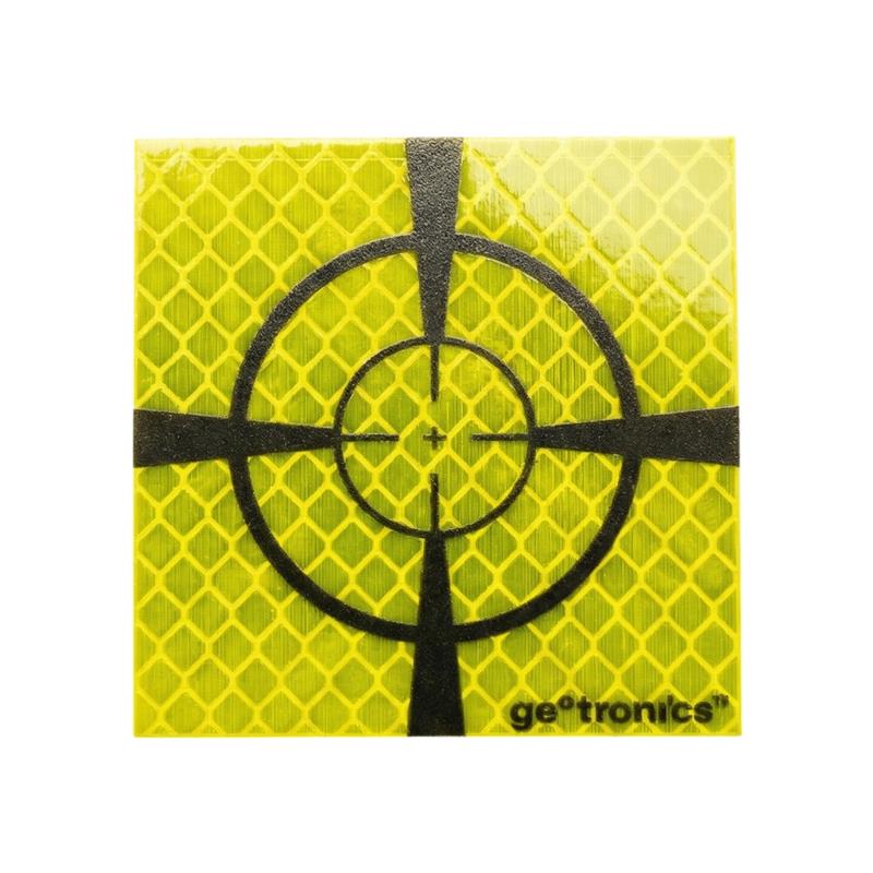 Odrazný štítek žlutý/fluo se zvýrazněným záměrným křížkem, 8x8 cm, sada 10 ks