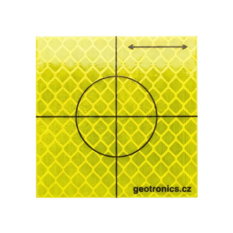 Odrazný štítek žlutý/fluo se standardním záměrným křížkem, 4x4 cm, sada 10 ks